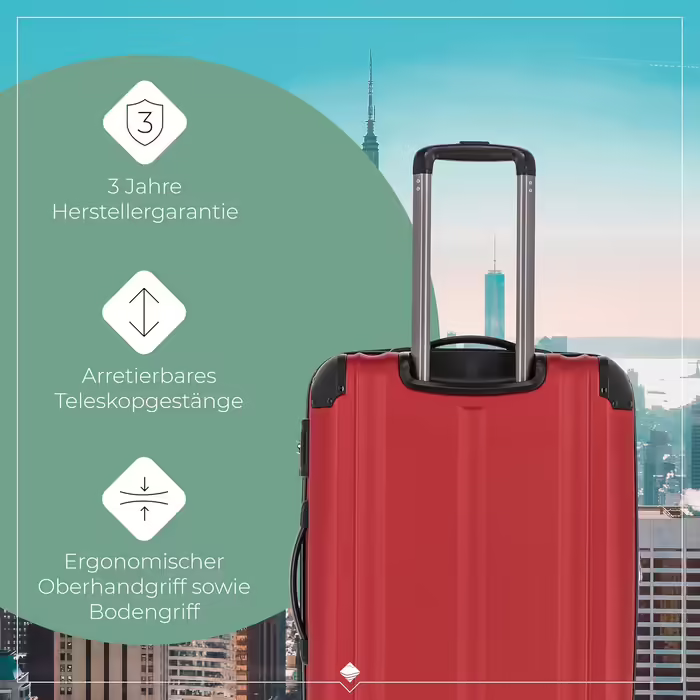 Валіза Travelite City 55 см, ручна поклажа, 4 колеса, жорсткий корпус, розширюється, стійка до подряпин, червона, 40-45 л