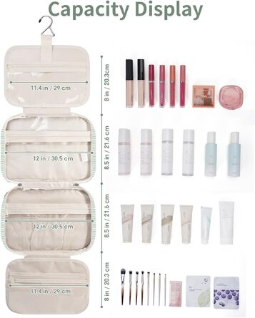 Набір для гігієни Narwey для дівчаток: велика косметичка/рюкзак для душу з сіткою, зелений колір