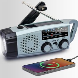 Сонячне радіо 8-в-1 з ліхтариком та USB, FM/AM, метеостанція, аварійне радіо з сонячною панеллю, динамо-механізмом, LED-ліхтариком, сигналом SOS для кемпінгу