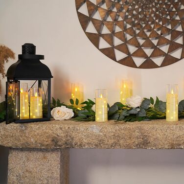 Homemory Flameless LED Candles with Remote Control and Timer, Acrylic, Gray, 5-Piece Set