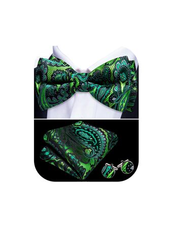 Набір краваток-метеликів Barry.Wang для чоловіків: краватка-метелик, нагрудна хустинка та запонки (Hellgrün) для весілля та урочистих подій