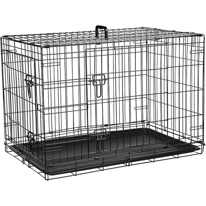 Клітка для собак Ribelli Hundetransportbox: металева, складна, чорна, до 43 кг (XL 91x64x58 см)