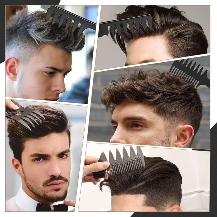 Набір для чоловічого стайлінгу Kamm, DUAIU: 7 предметів, круглі щітки, текстурувальні гребені для укладки та розчісування