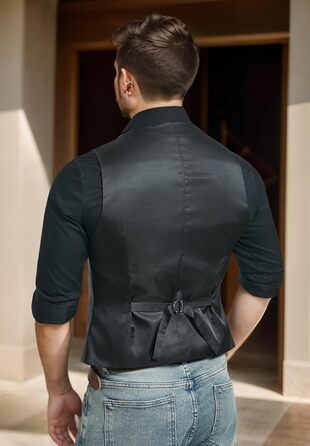 HISDERN Жилет чоловічий в клітинку Herringbone, весільний, формальний, твідовий, вовняний, класичний, базовий, сірий