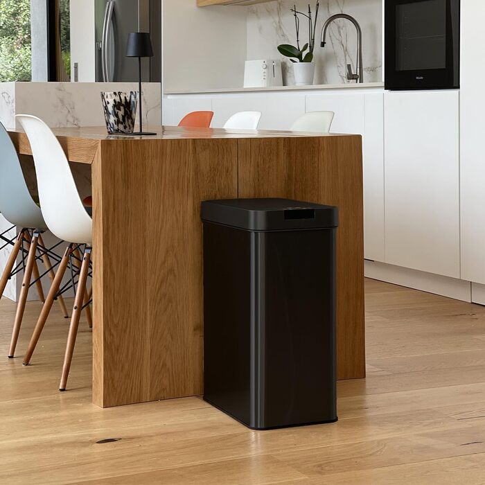Відро для сміття кухонне автоматичне Kitchen Move Silverlake Schwarz 60л, нержавіюча сталь, педаль, великий об'єм