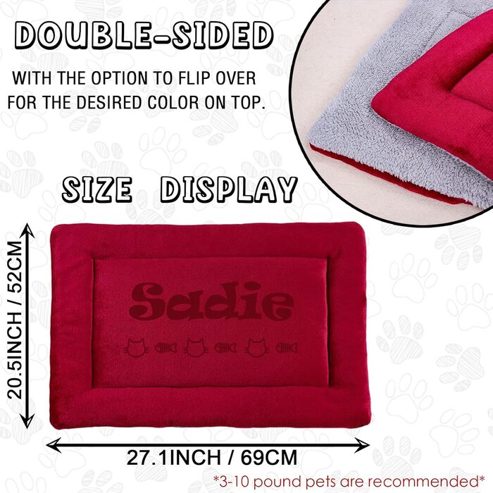 Персоналізована килимок для собак, килимок для лежанки, миється, 69x52 см, червоний