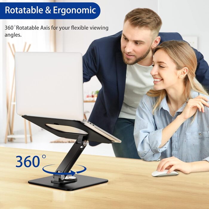 Підставка для ноутбука BESIGN LSX7 з поворотним підставою 360°, регульована ергономічна підставка, сумісна з ноутбуками 10-15.6