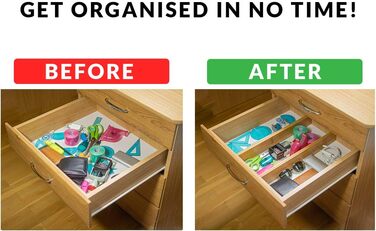 Bamboo Drawer Dividers for Kitchen - Organizational Set of 4 - Spring-Loaded Adjustable & Expandable Drawer Organization