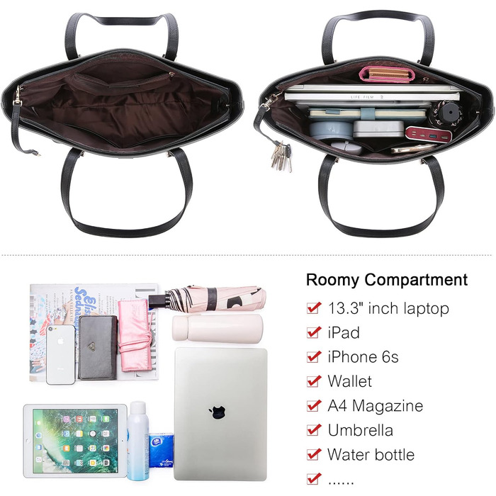 Сумка жіноча LOVEVOOK шопер шкіряний 3-в-1 сіро-чорна (C Grau-schwarz) велика містка