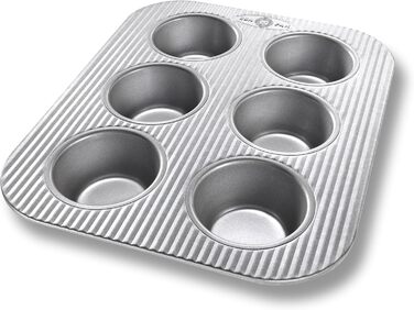 USA Pan Nonstick Muffin Tin for 6 Muffins, Aluminized Steel