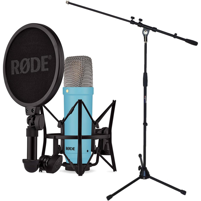 Мікрофон Rode NT1 Signature Black (конденсаторний) + стійка для мікрофона keepdrum (блакитна)