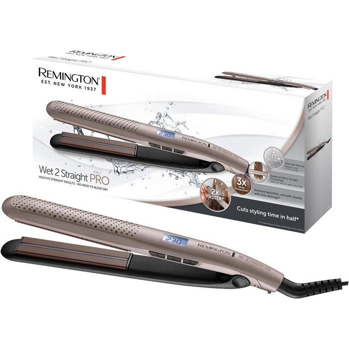 Випрямляч для волосся Remington Wet2Straight Pro S7970 - для мокрого та сухого волосся, LCD-дисплей, 140-230°C