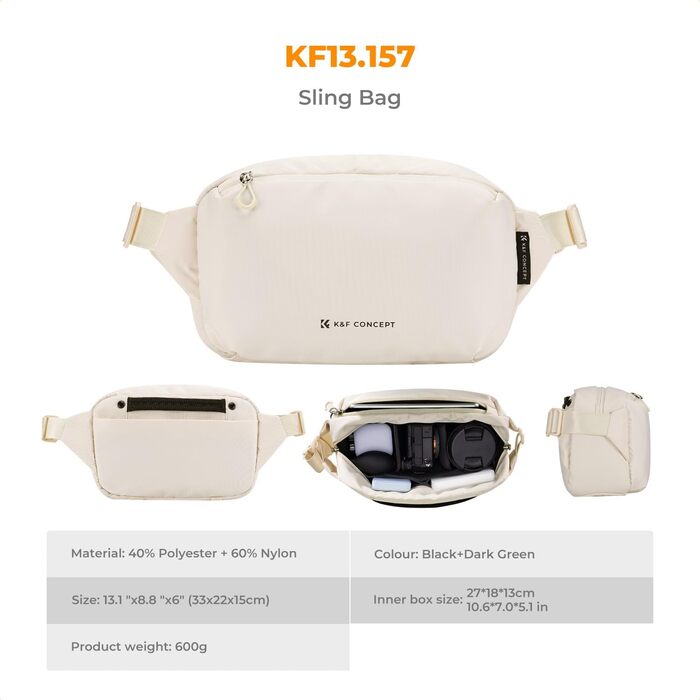 Сумка для камери K&F Concept Beige (M) - рюкзак, сумка через плече для фотографів, сумісна з Canon/Nikon/Sony/DJI Mavic