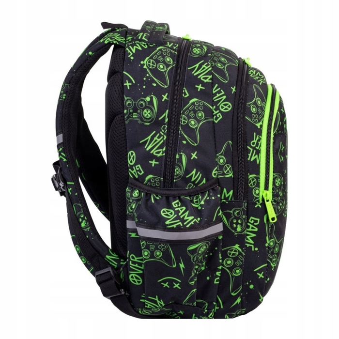 Багатовідсіковий шкільний рюкзак CoolPack, чорний з зеленим, 21 л