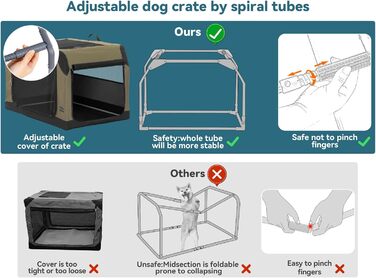 PETSFIT Клітка для собак, переноска для автомобіля, розкладна, зелений армійський колір (S)