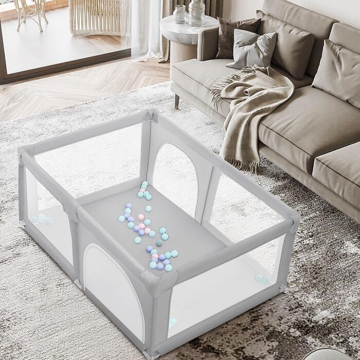 Лягувачка для цуценят з дверцятами, 180 x 120 x 66 см, сірий колір. Міцна, з нейлону, для собак та цуценят, легко миється.