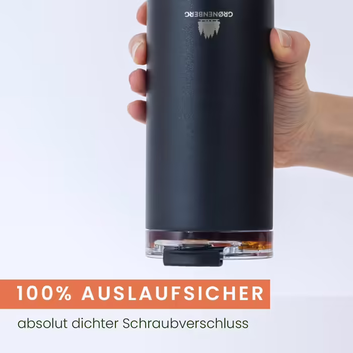 Thermo tumbler 350 or 470ml | Coffee to go cup 100% leak-proof | Keeps warm for at least 4 hours | Coffee to go cup made of recycled stainless steel (Black, 473 ml)