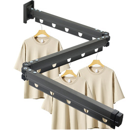 Висувна стійка для одягу, 3-х рівнева, розкладна, для кріплення на стіні, 126 см, економія місця, розкладна, з гачками, для балкона, білизни, ванної кімнати, білий, молочно-білий (пістолетно-сірий)