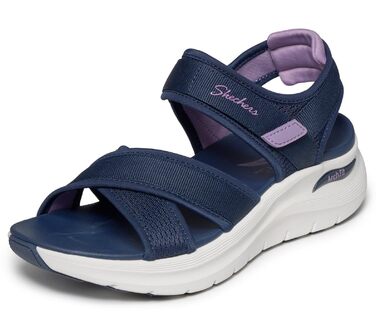 Skechers Arch Fit 2.0 Feelin' Bright - жіночі сандалі на плоскій підошві, темно-сині (36 EU)