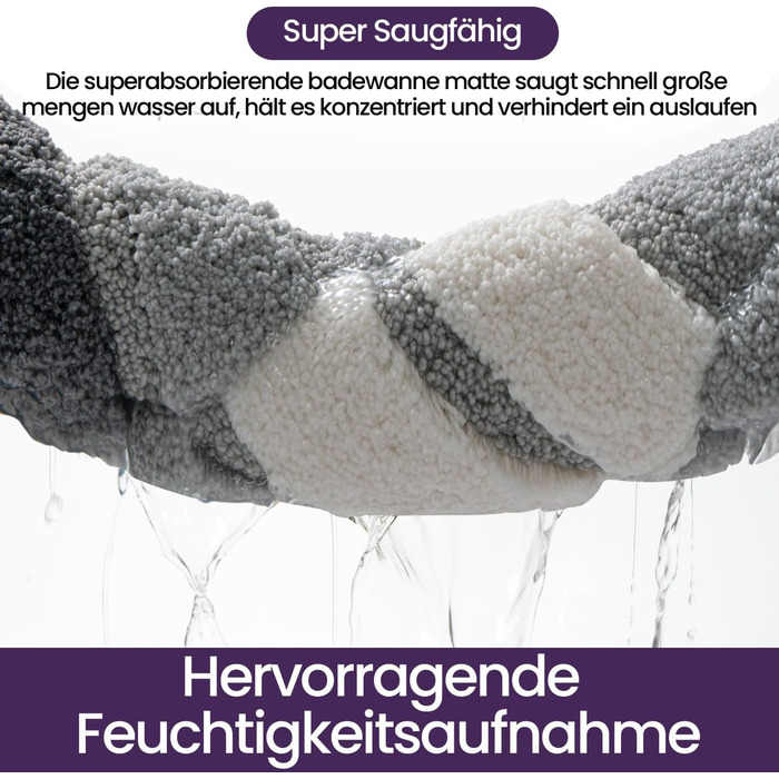 Нековзна килимок для ванної кімнати DEXI 50 x 80 см, сірий. М'який, швидковисихаючий, для душу, ванни, прання.