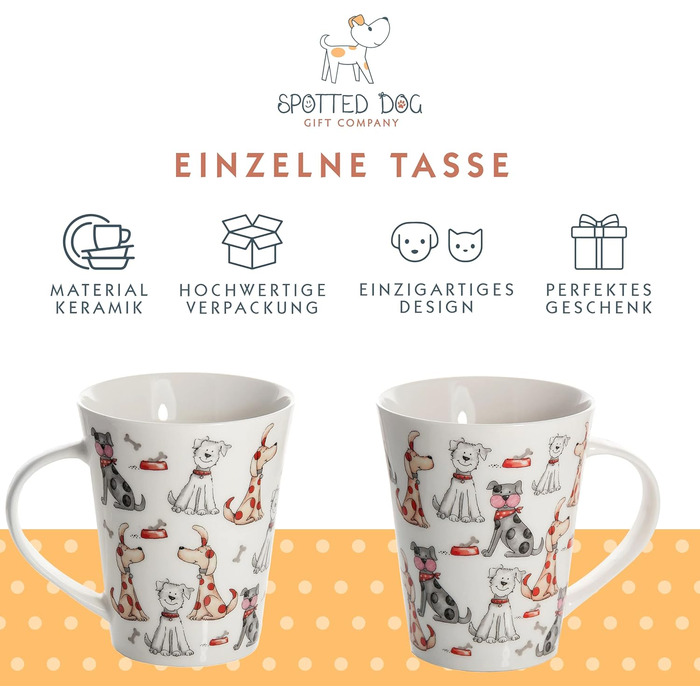 Coffee mug with dog motifs - ceramic coffee cup - gift for dog lovers and dog owners