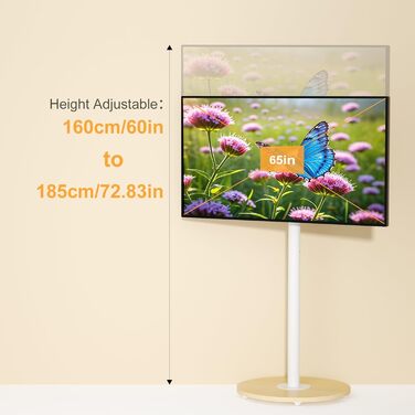 Підставка для телевізора Unho з коліщатками, регульована по висоті, для телевізорів 40-75 дюймів, VESA 600x400 мм, до 50 кг, біла