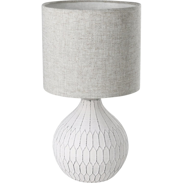 Настільна лампа EGLO Bellariva: кераміка, кремовий колір, тканина білого кольору, з вимикачем, E14, для вітальні та спальні