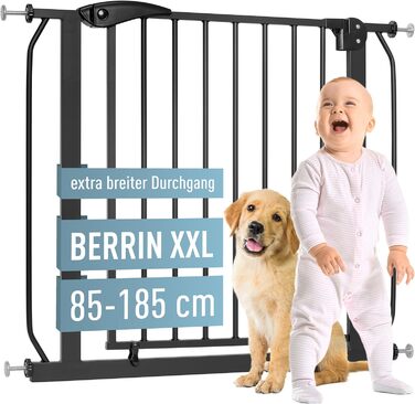 Захисний бар'єр IB Style Berrin XXL для дітей та собак, чорний, 85-185 см (без свердління)