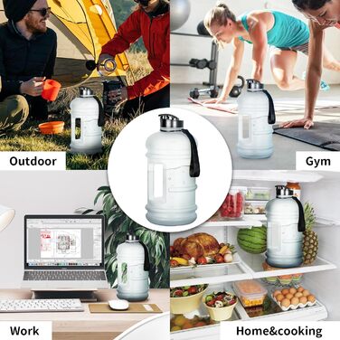 TOOFEEL Water Bottle 2L - 2 Liter Water Bottle BPA Free, Large Bottle, Reusable Sport Water Bottle with Marked Measurements, Gym Water Bottle - (Matte Clear Water Jug, 2200 ml)