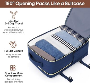 Набір валіз UKEIN 3 шт. з жорстким корпусом, міцний ручний багаж з 4 колесами, TSA-замок, рюкзак та косметичка (Marineblau)