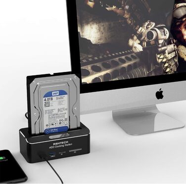 Док-станція для жорстких дисків RSHTECH з двома відсіками, USB 3.0, алюміній, підтримка 2.5/3.5