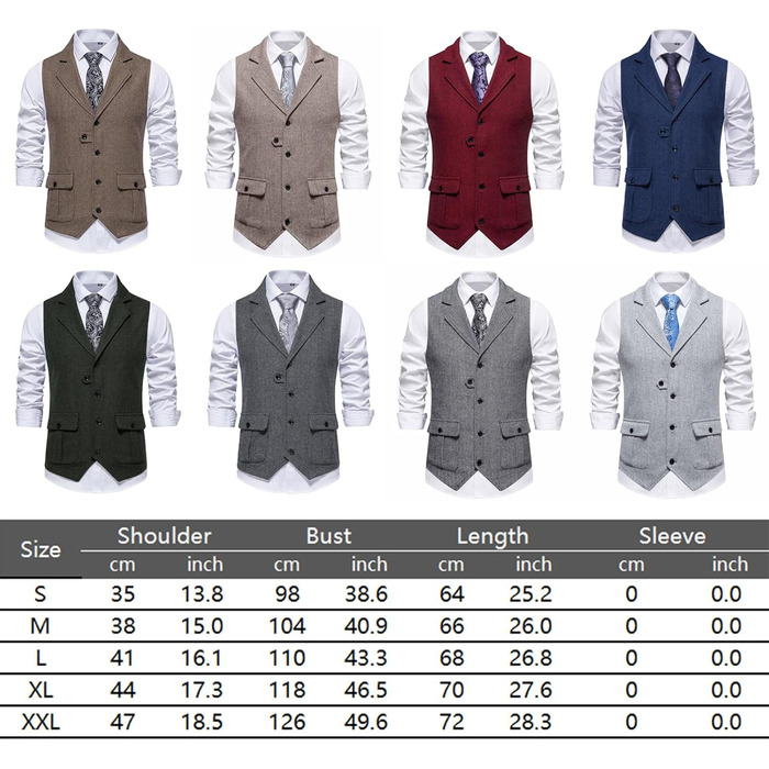 Чоловіча жилетка формальна V-подібний виріз, твід, жилетка в клітинку 'риб'ячий скелет', Slim Fit, жилетка до костюма з кишенею, бордовий