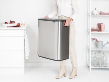 Відро для сміття Brabantia біле, 60 літрів, нержавіюча сталь з покриттям проти відбитків пальців