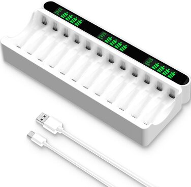 Зарядний пристрій IMREN для акумуляторів NiMH/NiCD з LCD-дисплеєм, 12 слотів (AA/AAA)