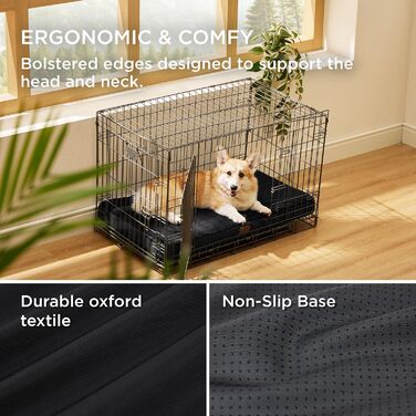 Ортопедичне ліжко для собак BEDSURE великих порід - 112x81x7.6 см. М'який килимок для собак, коврик для собак, матрац для собак, чорний (L 89 x B 56 x H 8 см)