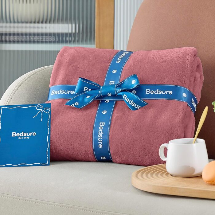 BEDSURE Плед з флісу - теплий зимовий плед, великий, 220x240 см, для дивана, м'який, рожевий