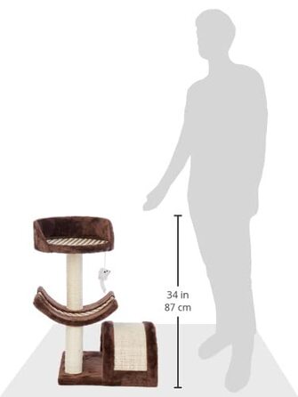 Kerbl Scratching Post Safari (Height 60 cm, with lying cushion, curved scratching board and lying basin, base plate 38 x 38 cm) 82529