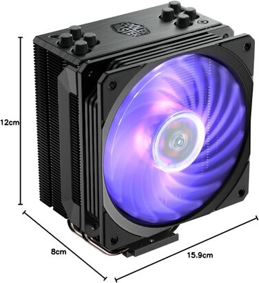 Кулер CPU Cooler Master Hyper 212 RGB Black Edition з підтримкою LGA1700, 4 теплові трубки, SF120R RGB вентилятор, чорний