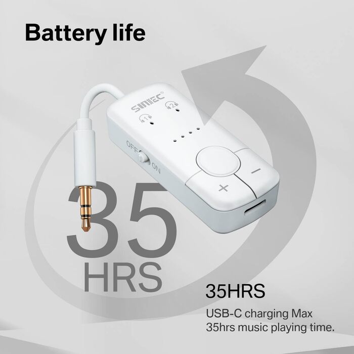 Bluetooth-адаптер AirFly для навушників у літаку, бездротовий аудіо-трансмітер для подорожей, білий