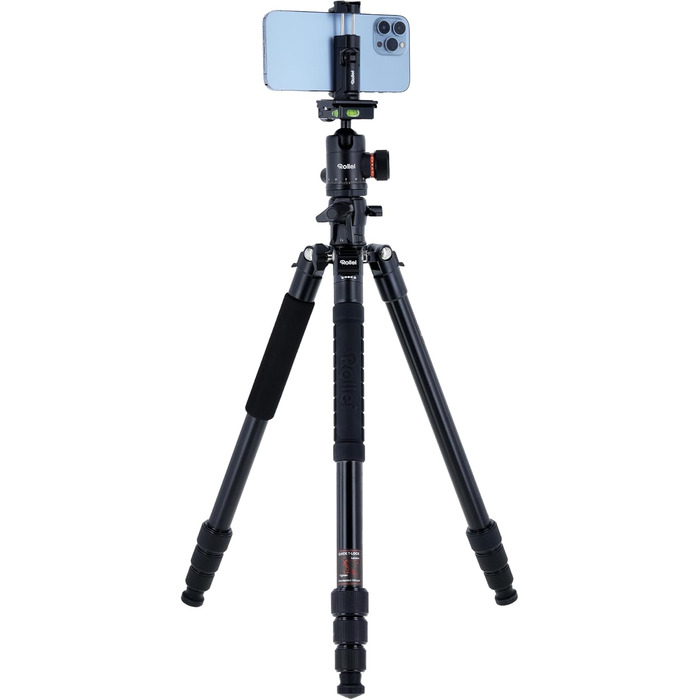 Алюмінієвий штатив-трипод Rollei C5I MAKRO PRO з 3D-кульковим головним, моноподом, тримачем для смартфона та поворотною центральною колоною 90°, чорний