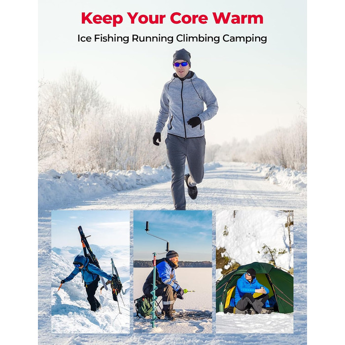 Електрична гріюча жилетка KEMIMOTO з 4 зонами нагріву, флісова жилетка USB для чоловіків та жінок, для мотоцикла, велосипеда, катання на лижах, кемпінгу, піших прогулянок (без акумулятора)