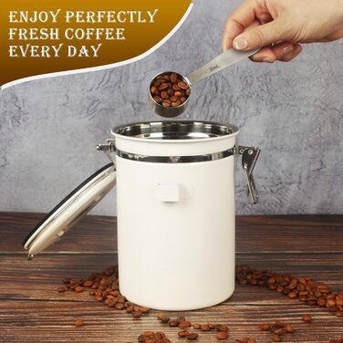 Герметична кавова банка з нержавіючої сталі, 1,8 л, з ложкою, для кави, чаю, горіхів, какао. Збереження свіжості