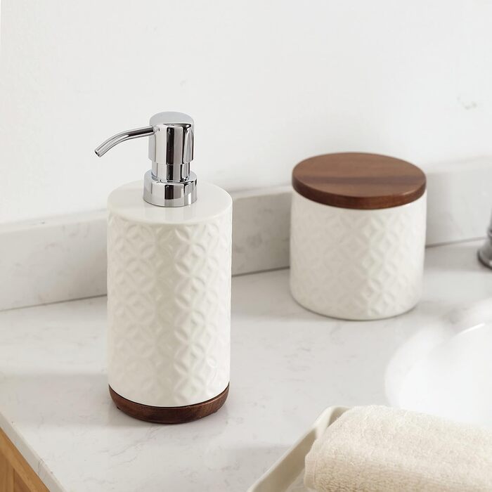 Набір аксесуарів для ванної кімнати Motifeur, 5 шт. (кераміка та дерево)