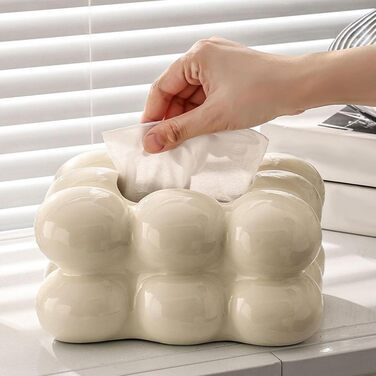 Fenteer Creative Tissue Box Cover, Rectangular Decorative Tissue Holder for Desks and Tables, Kitchen, Office, Home Decoration, White