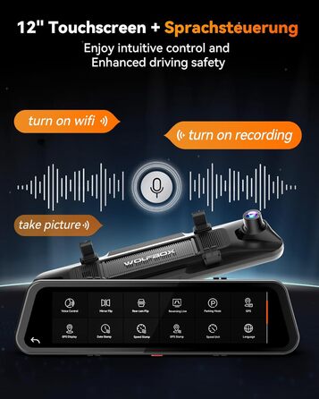 Автомобільна камера заднього виду WOLFBOX G900 Tripro 4K + Dashcam 2.5K/1080P, STARVIS 2 IMX678, WiFi, GPS, 256GB карта, голосове керування