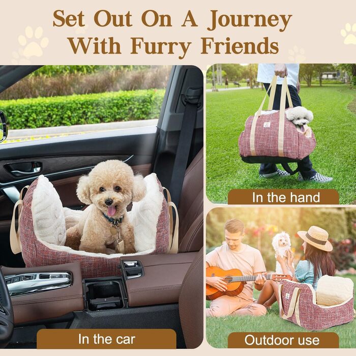 Крісло-ліжко для собак Pawaboo: безпечне та зручне автокрісло для маленьких собак до 11 кг (Magenta+Blau)