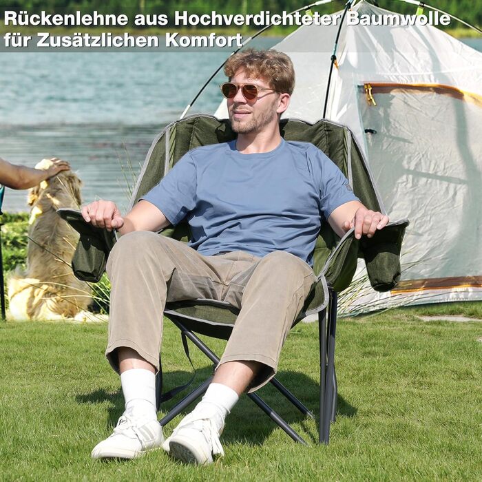Великий складаний стул для кемпінгу RELAX FIELD, 227 кг, зелений