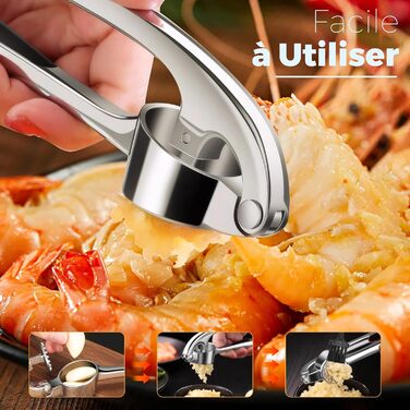 Пресу для часнику з нержавіючої сталі, професійна кухонна преса для часнику, срібна