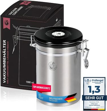 Вакуумна ємність для кави та чаю, 1900 мл - вакуумна тара з герметичним кришкою для зберігання продуктів