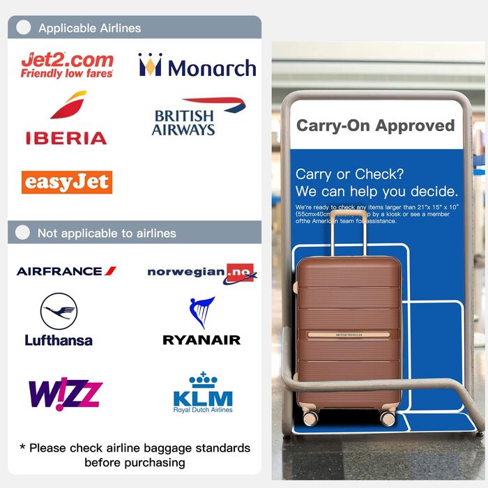 Чемодан-валіза British Traveller: міцний валізо з жорсткою оболонкою з поліпропілену, 8 коліс, розмір ручної поклажі, TSA-замок, новий